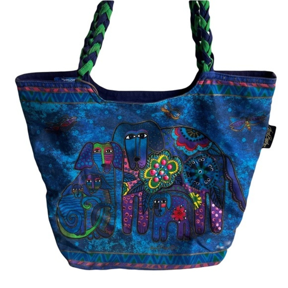 Laurel Burch Canvas Tote Bag Canine‎ Family Size XL